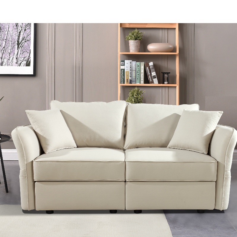 Sofá de sala de estar de sofá -de -estar seccional de couro falso com bolsa de armazenamento